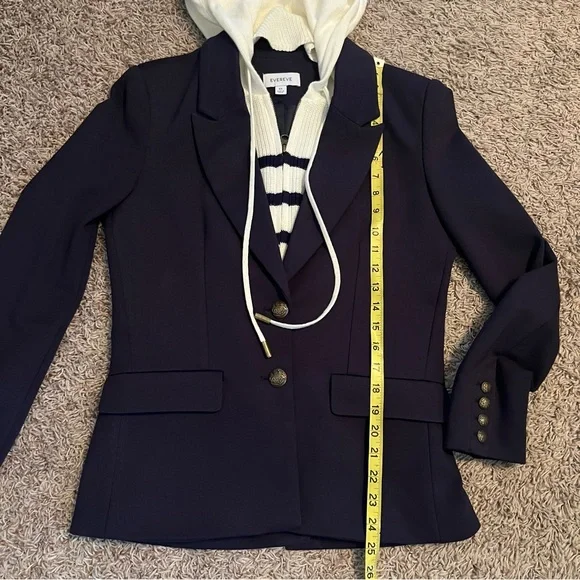 EVEREVE Navy White Removable Dickey 2 Button Dawson Blazer Sz XS Like New Preppy - Picture 11 of 15